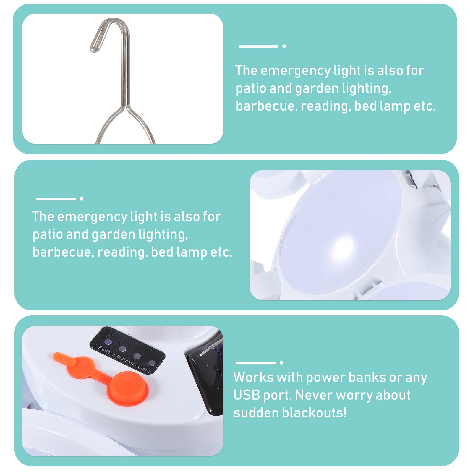 

Solar Bulb Light Rechargeable Led Camping Lamp Folding Portable Tent Lantern For Outdoor Emergency Lighting Usb Hanging Design