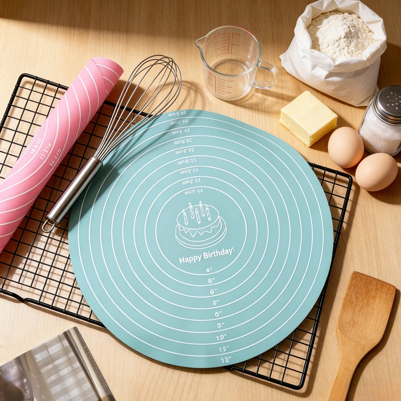 Round Silicone Baking Mat For 12-Inch Diameter Cake Turntable Pad Non-Slip Pad Cake Stand Food Grade Kitchen Baking Tool