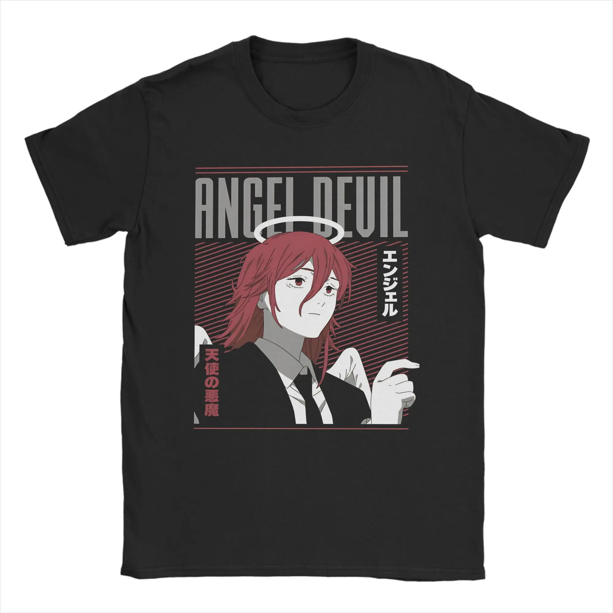 Men's T-Shirt Angel Devil Chainsaw Man Leisure Pure Cotton Tee Shirt Short Sleeve  T Shirts Round Collar Clothes 6XL