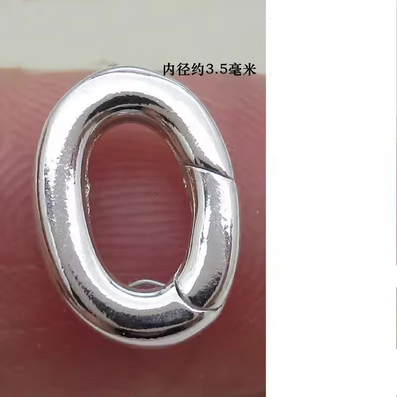 1PCS Solid 925 Sterling Silver Smooth Oval Spring Clasp DIY Necklace Bracelet Mechanical Leather Cord Buckle Silver Accessories - view 6