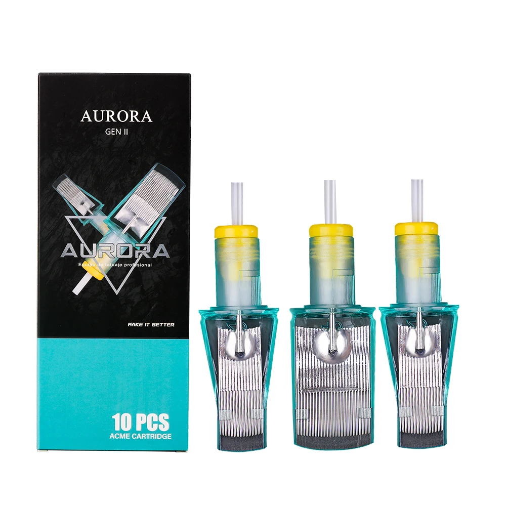 5/10pcs Aurora 2 Large Row Needle Stainless Steel Sterilized Tattoo Needles Cartridge Large Size For Big Pattern/Shadow Coloring