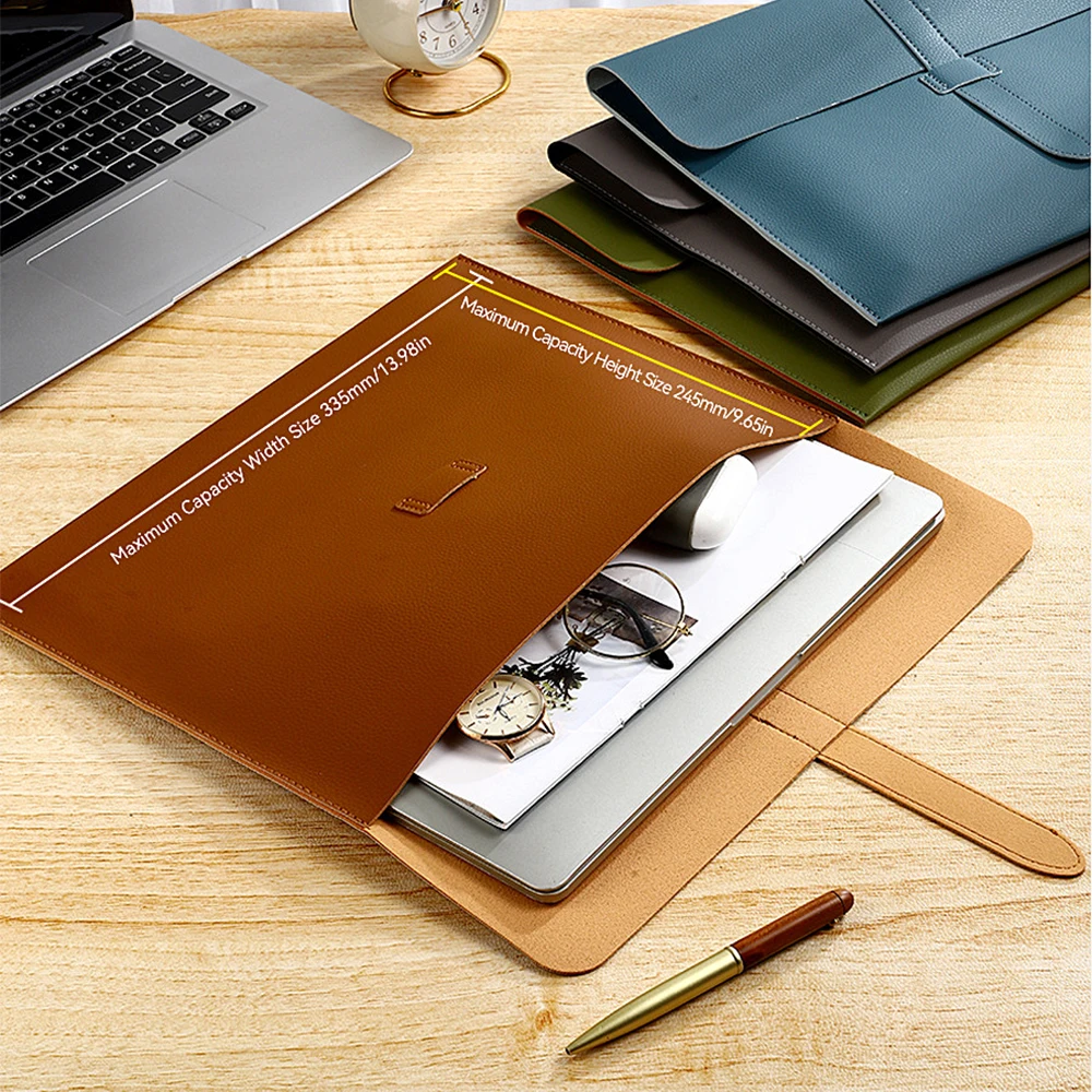 Business Büro Luxus Dokument Tasche PU Leder Benutzerdefinierte Name Große Kapazität A4 Papier Datei Tasche Mode Gravieren Logo Lagerung Taschen – Detail 7