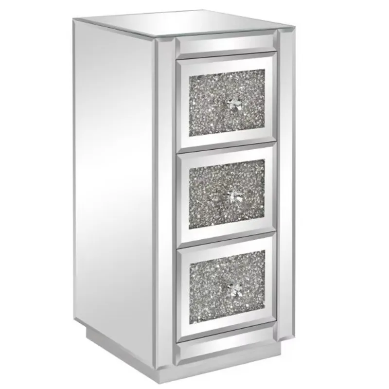 3 drawer mirror bedside table silver side table coffee table suitable for bedroom living room