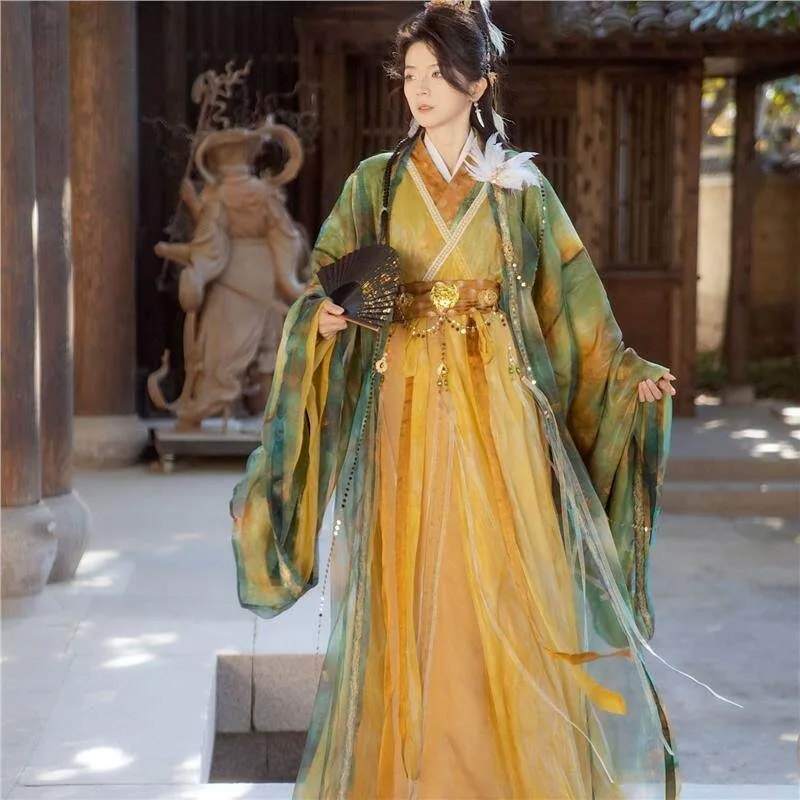 Chinese Style Hanfu for Men & Women, Wei-Jin Style Color Block, Lightweight, Huachao Festival & National Style Show