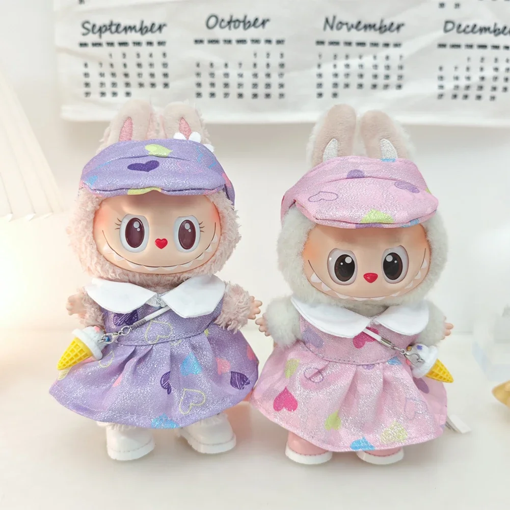 15-17 センチメートル Ropa Labubu ベビー服イチゴシェフ服色の愛スカート春服 Labubu 布アクセサリー
