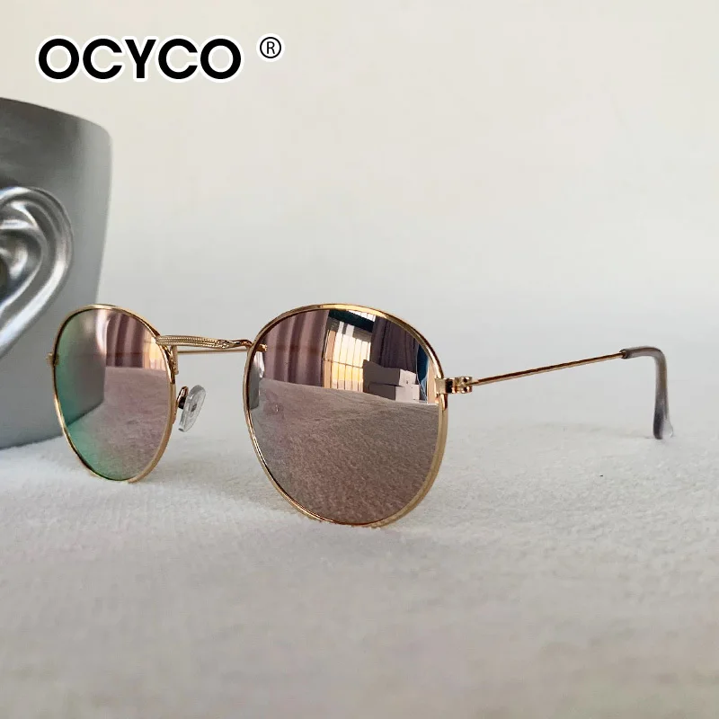 OCYCO Vintage Oval Classic OUTDOORSMAN Style Sunglasses Round Glass Lens Brand Design Sun Glasses Oculos image 5