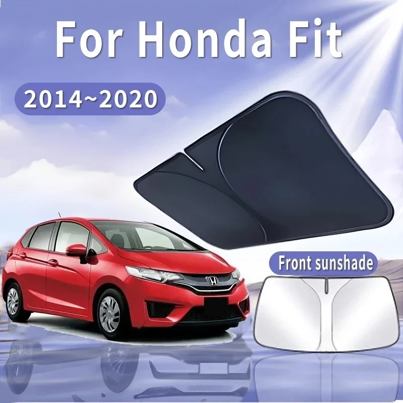 

Автомобильный солнцезащитный козырек для Honda Fit GK3 GK4 2014 ~ 2020, солнцезащитный козырек на лобовое стекло, теплоизоляция, летнее охлаждение, автоаксессуары, складные