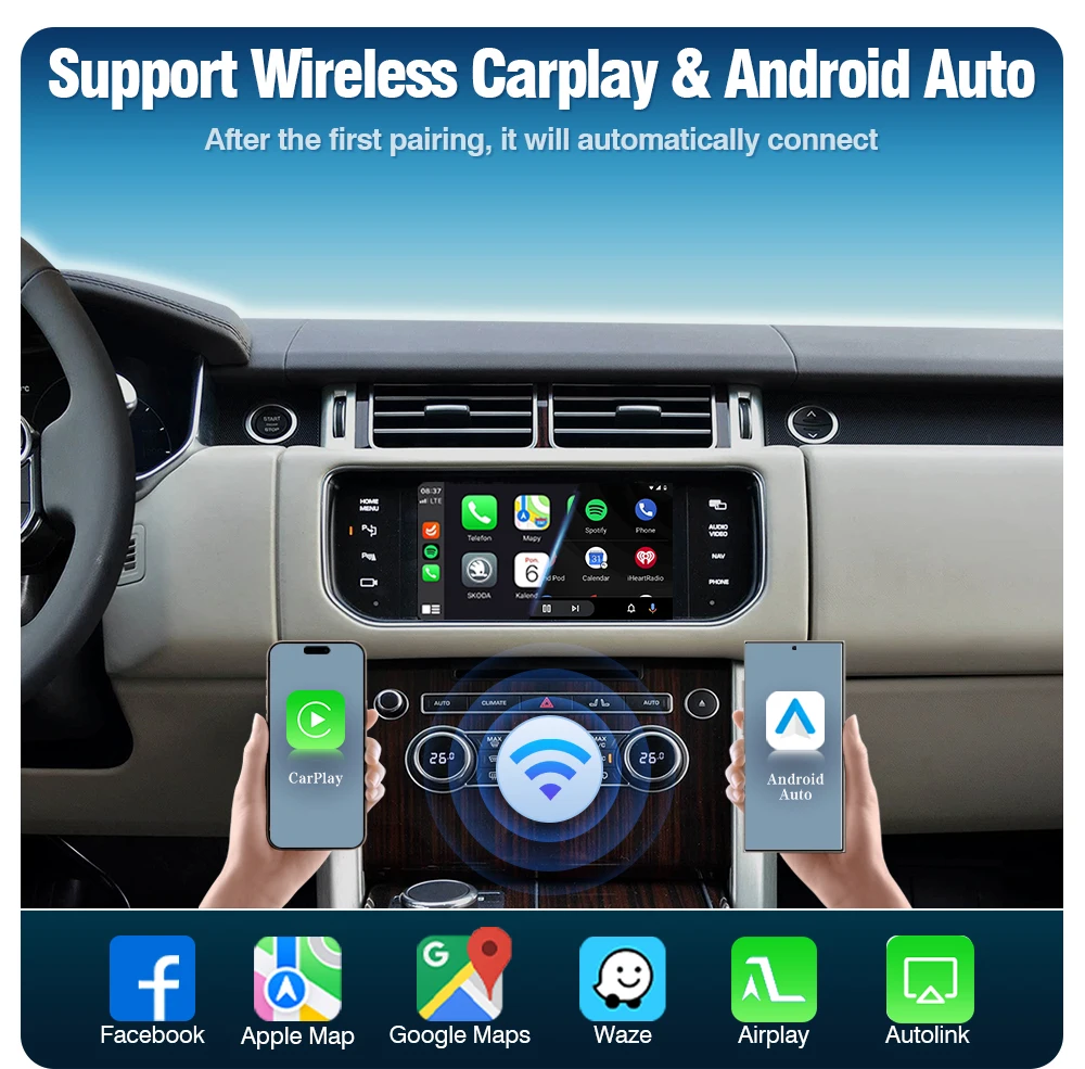 AUTOTOP Kabelloser CarPlay Android Auto Nachrüst-Decoder für Land Rover Jaguar Discovery 4 Aurora Freelander 2 XE XF XJ mit Bosch – Detail 6