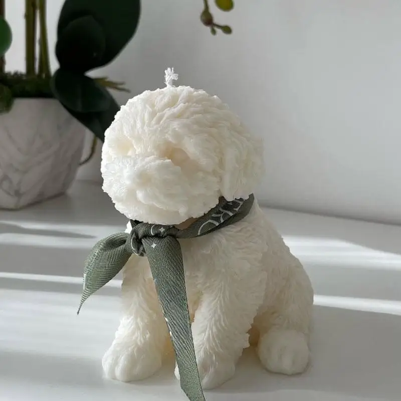 Teddy Dog Candle Mold Cute Animal Pet Puppy Dog Handmade Aromatherapy Plaster Soap Silicone Mould DIY Home Decoration Tools