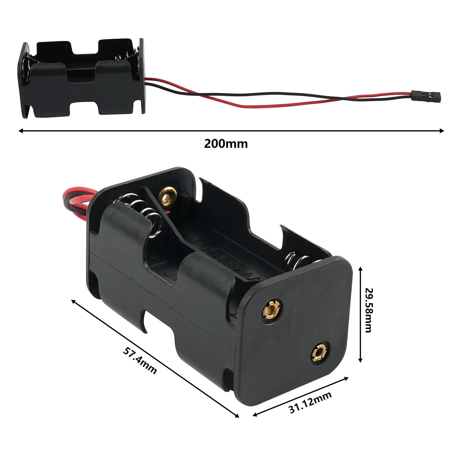 Caja Porta Pilas AA con Cable Conector JR, Caja para 6 Pilas (requiere 4 Pilas AA de 1.5V, No Incluidas) para Probador de Servos