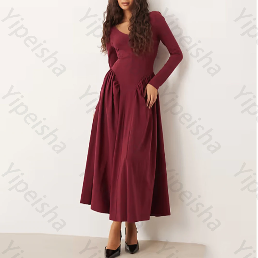 

Элегантные вечерние платья с длинными рукавами и открытой спиной, сексуальное драпированное платье с v-образным вырезом, изысканные платья высокого качества для выпускного вечера, женские платья по индивидуальному заказу