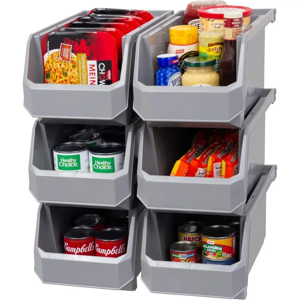 

Plastic Containers for Organizing and Storage Bins for Closet, Kitchen, Office, Garage or Pantry Organization, Stackable Bins, L