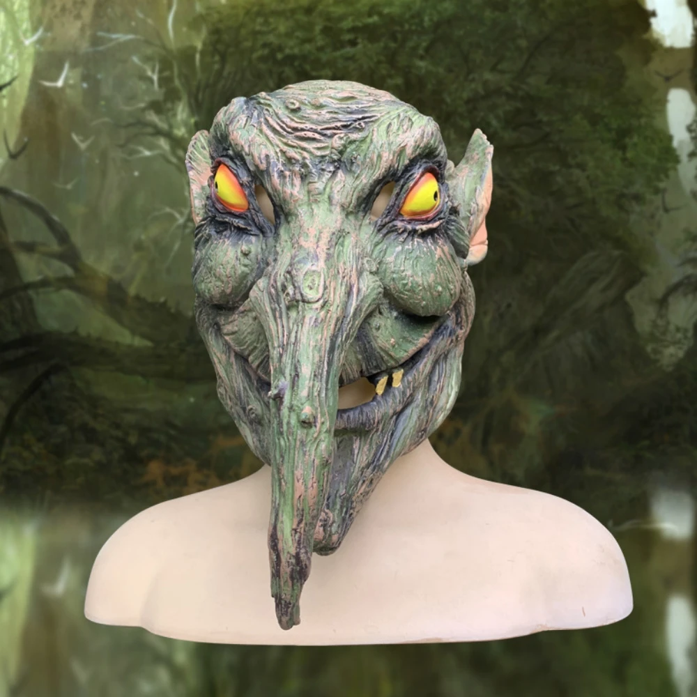 

Long Nose Treant Mask Cosplay Monster Dryad Latex Helmet Full Face Helmet Horror Role Headwear Halloween Masquerade Party Prop