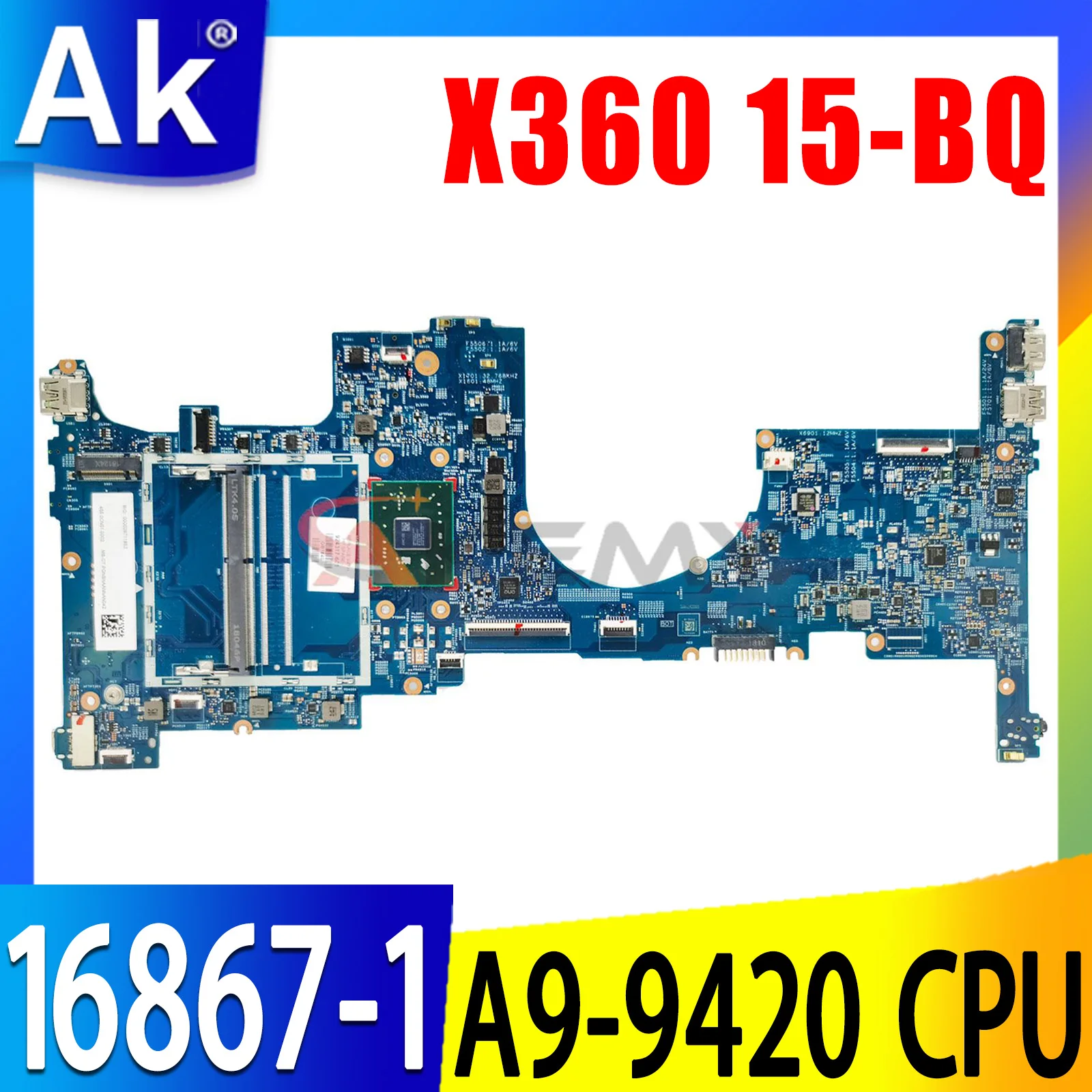 

For HP Envy X360 15-BQ 16867-1 Laptop Motherboard A9-9420 CPU 924317-601 924317-001 DDR4 100% Testing ok