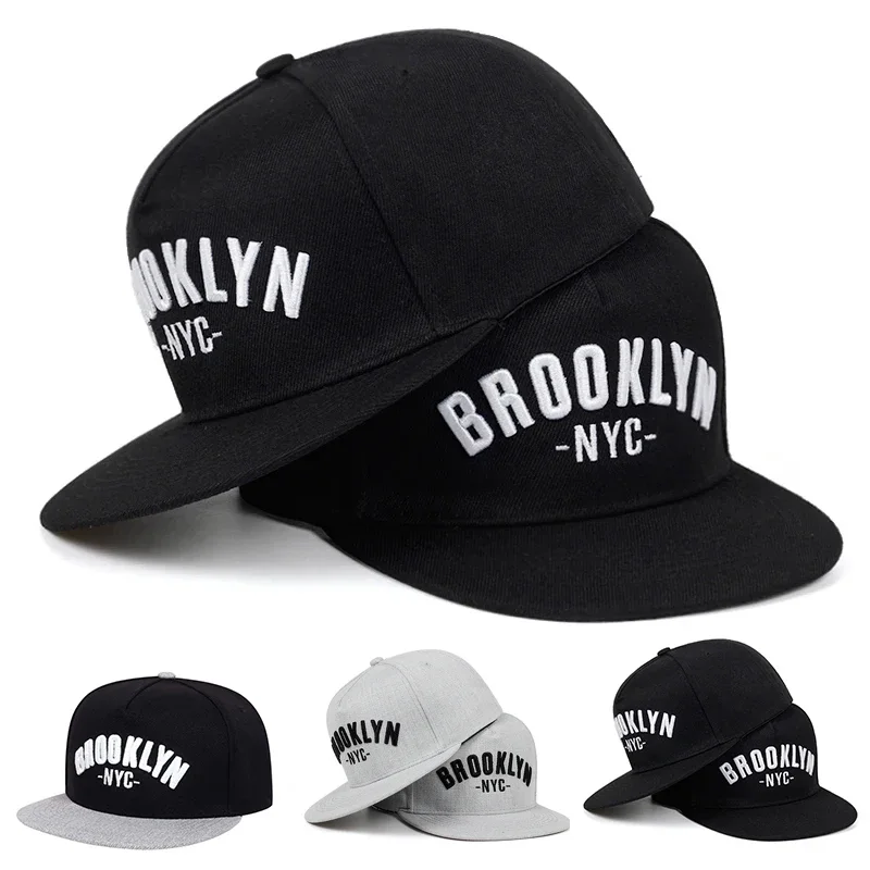 BROOKLYN letter embroidered snapback cap men fashion cotton%
