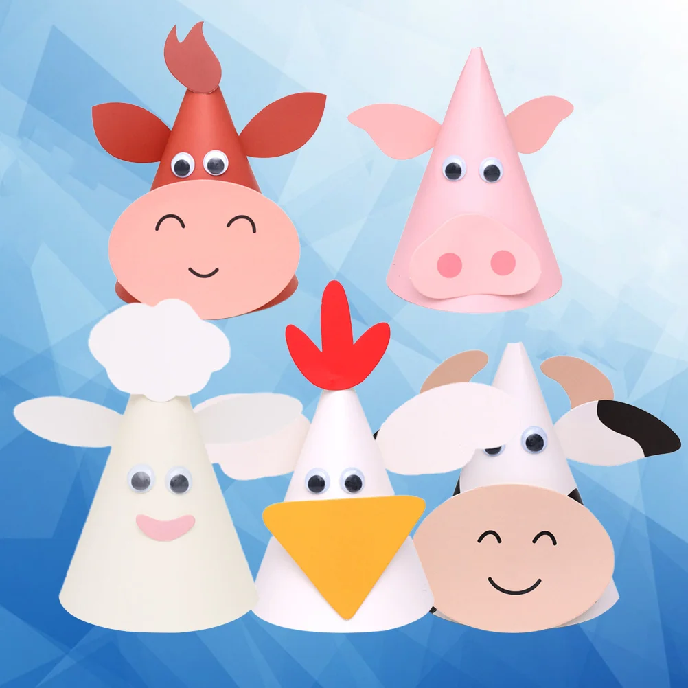 หมวกวันเกิดรูปสัตว์ 5 ชิ้น หมวกปาร์ตี้รูปสามเหลี่ยม ของตกแต่ง