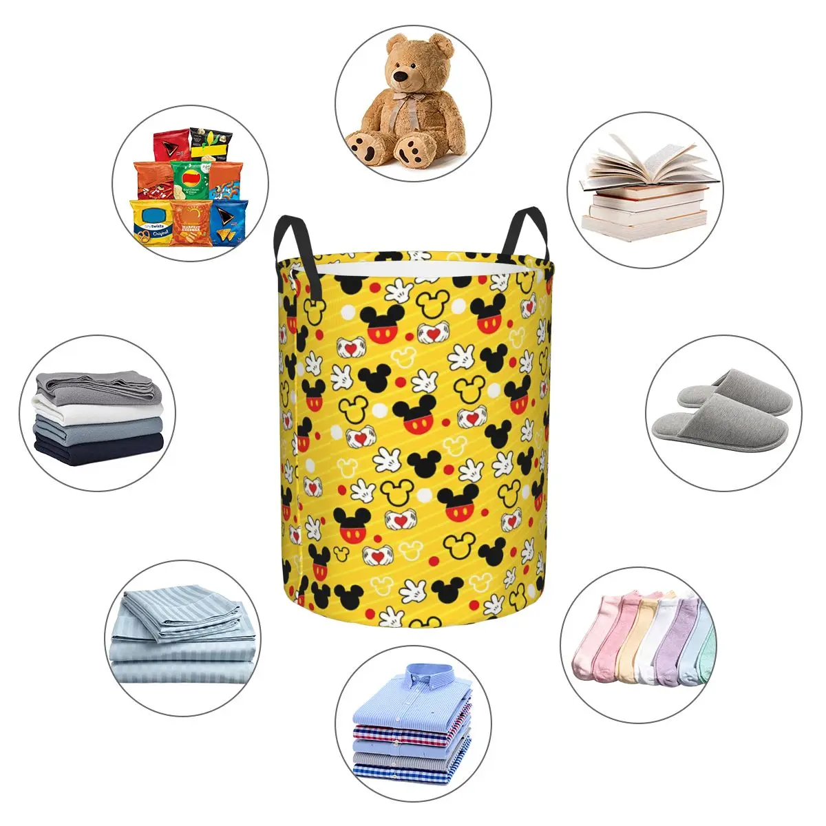 Disney Mickey Mouse Minnie Toy Storage Box Sturdy Kids Toys Bin Organizer Basket for Playhouse