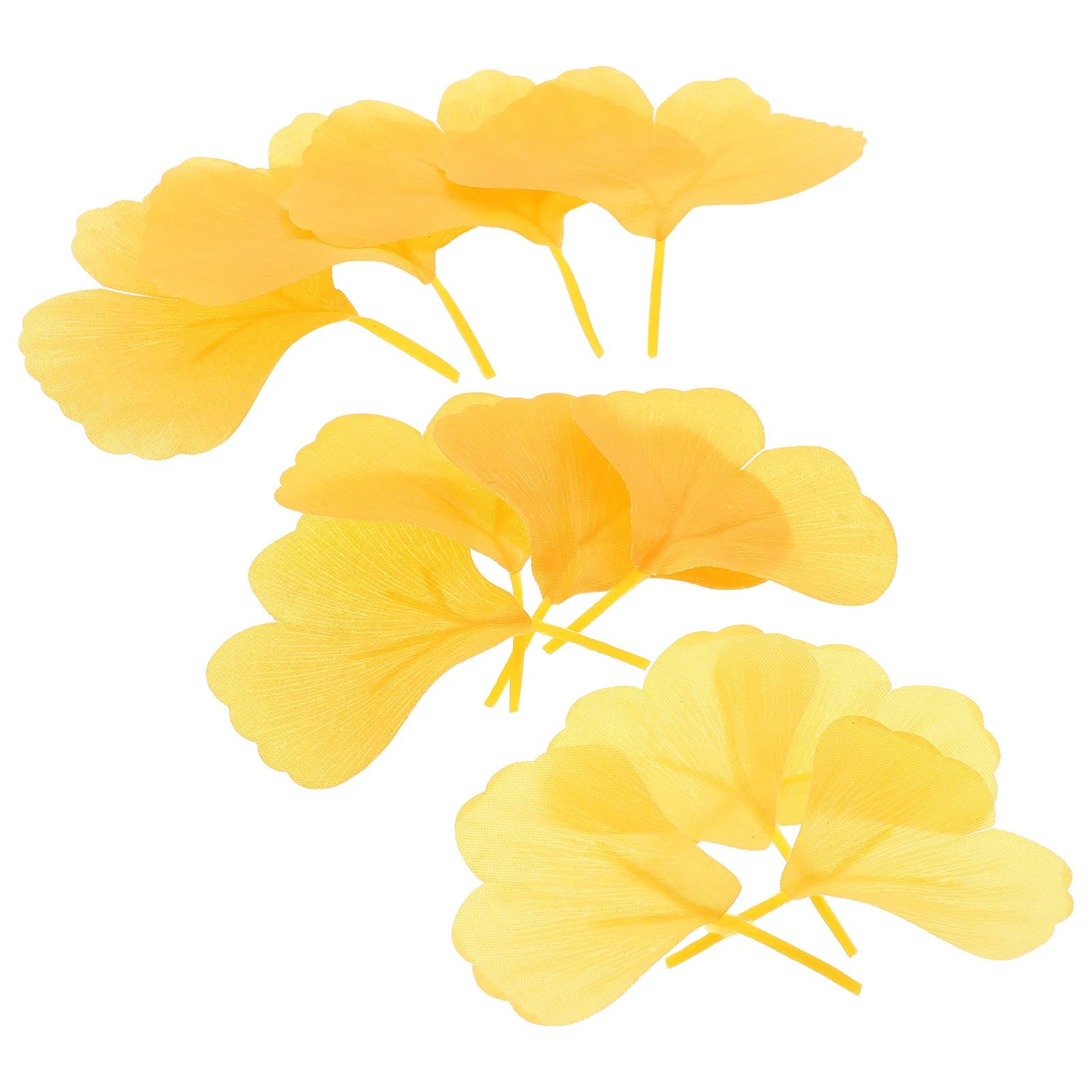 100 Pcs Gold Decor Yellow Artificial Vine Morning Glory Ginkgo Leaves for Party Sector Orange Fake Leaf