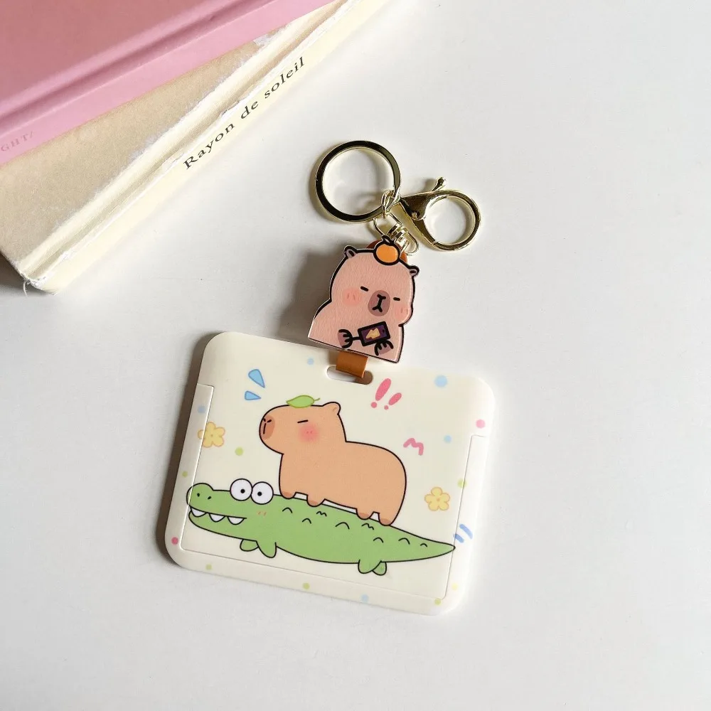 Cute ABS Capybara Card Holder PVC Elastic Cartoon Card Case Animal Waterproof Bus Card Sleeve Daily