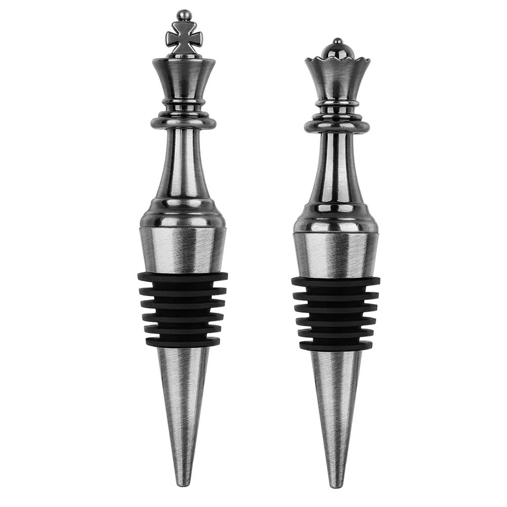 Vintage Wine Bottle Stoppers Chess King/Queen Decoration Metal Silicone Wine Seal Stopper Wine Gift Kitchen Bar Accessories Tool