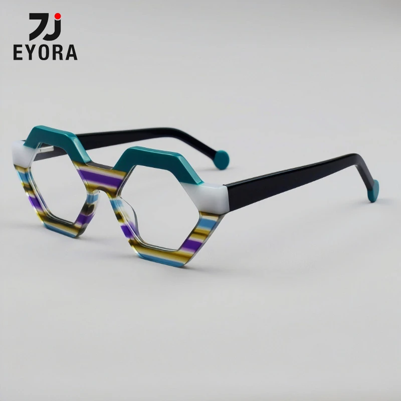 

EYORA Vintage Rhombus Acetate Reading Glasses for Women Anti Blue Light Photochromic Glasses Optical Lenses with Prescription