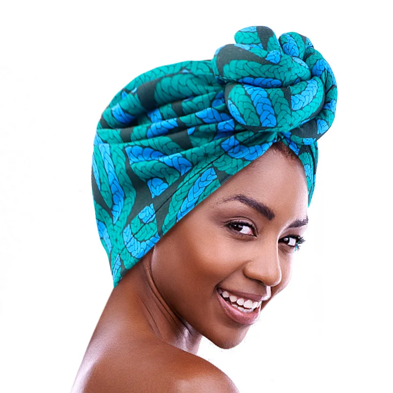 Neue Frauen Afrikanischen Druck Große Blume Stretch Turban Headwrap Motorhaube Hut Vorgefertigte Top Knoten Kopf Wraps Hochzeit Party headwear – Detail 3