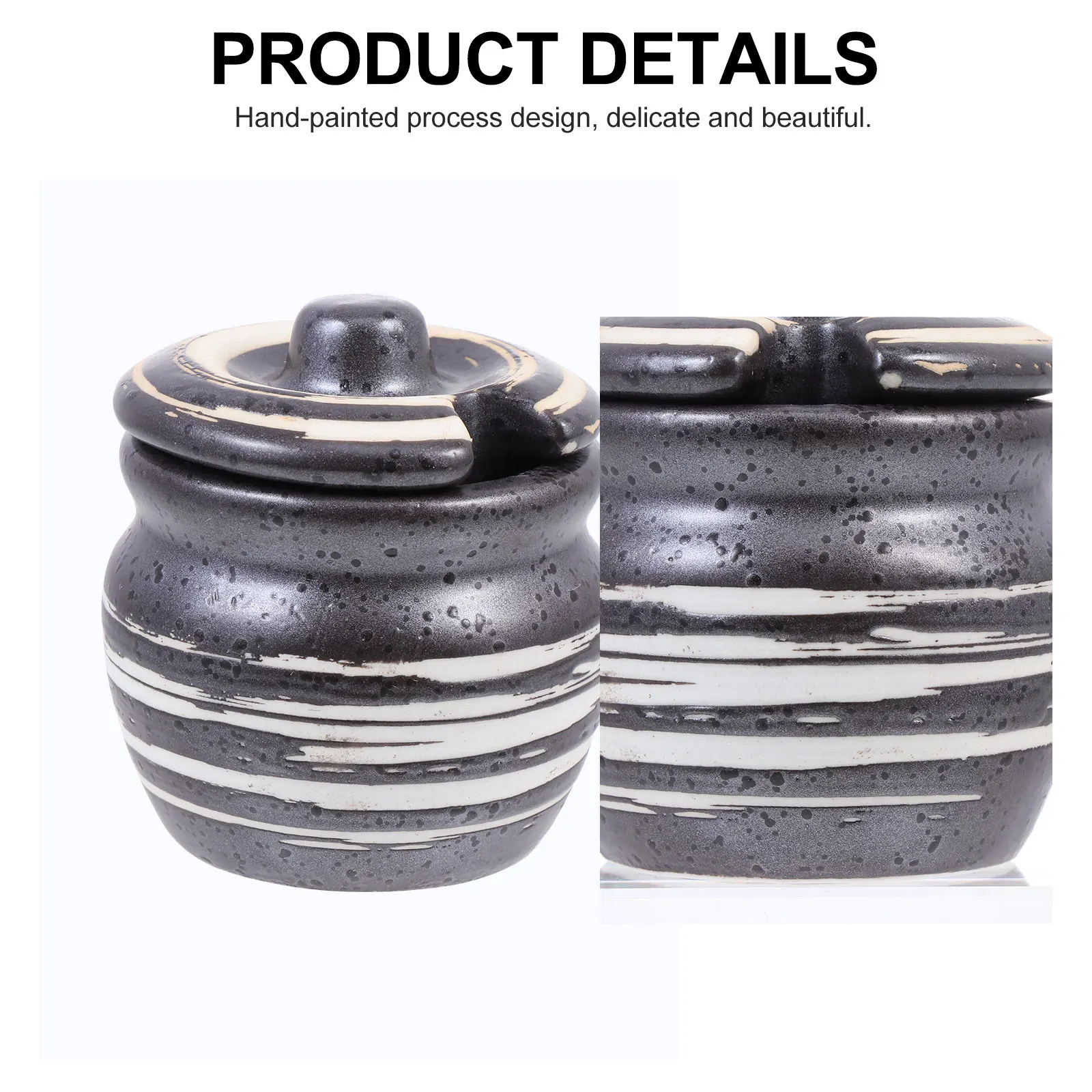 

1Pcs Exquisite Ceramic Sushi Seasoning Pot Black Perfect Workmanship Easy Carry Seasoning Holder