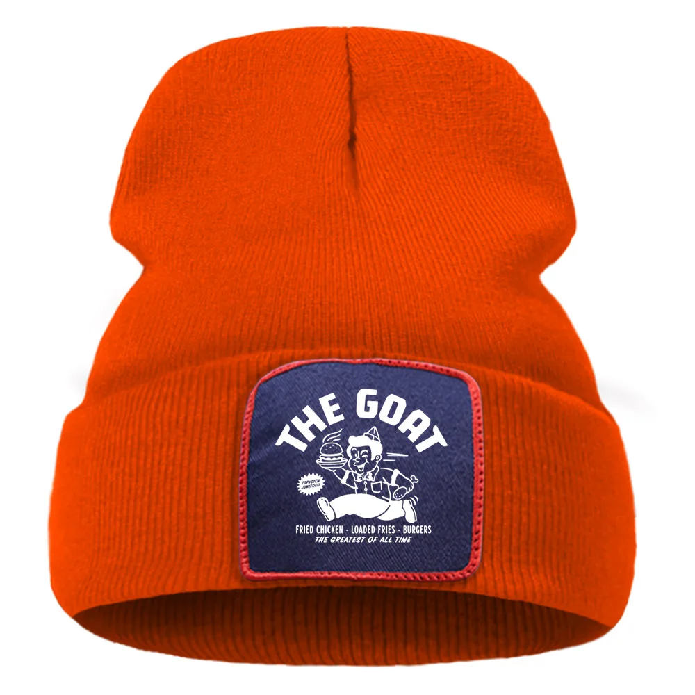 Burger Shop Cartoon Waiter Print Hat Men's Hats For Boy Knitted Cap Autumn Winter Warm Streetwear Bonnets Women