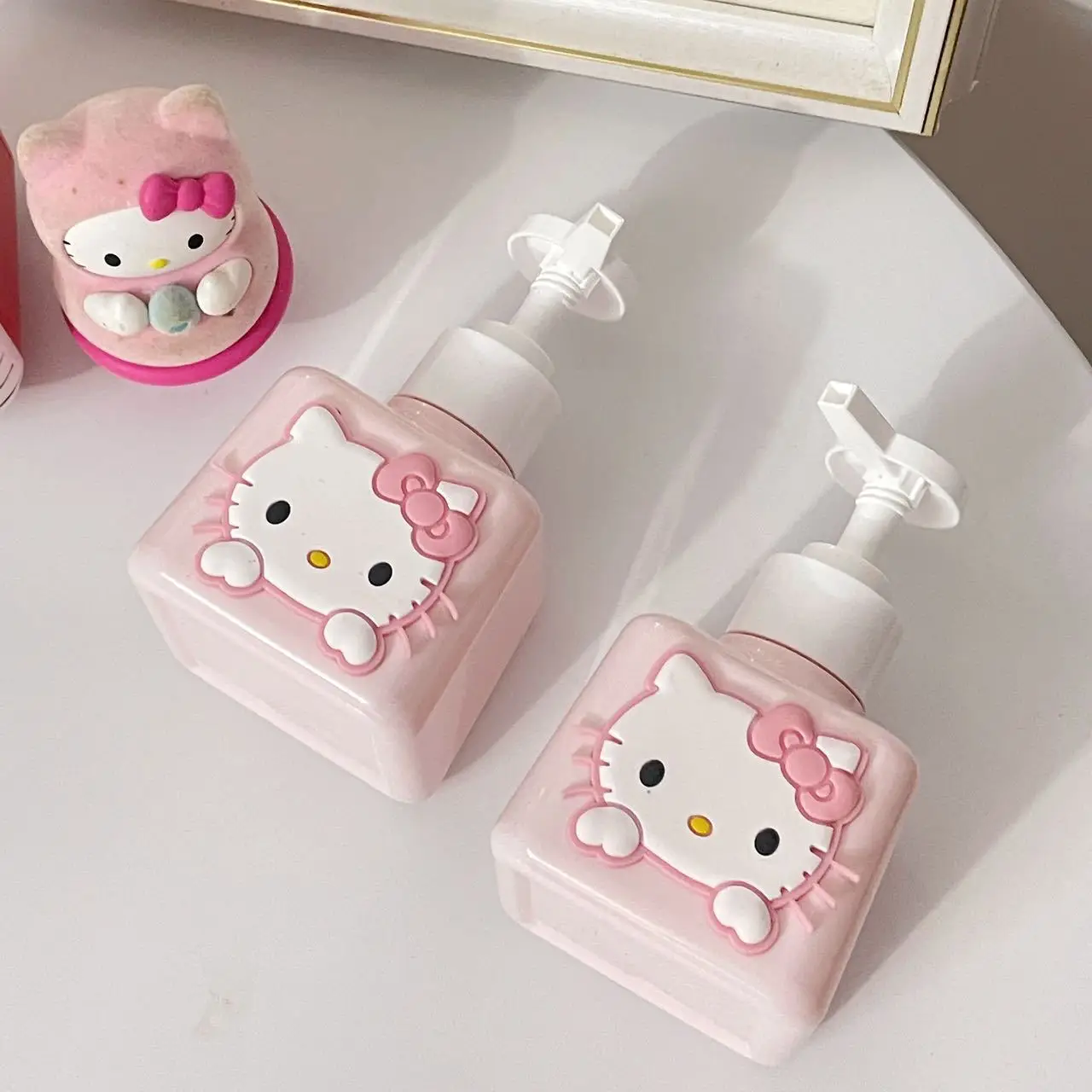 Kawaii الوردي كيتي زجاجة لطيف زجاجة معقّمة لليدين الديكور الديكور تقسيم المعبأة في زجاجات المحمولة زجاجة هلام الاستحمام بالجملة