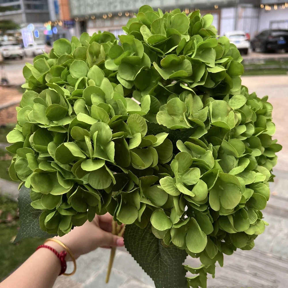 Flor de hortensia Artificial de 5 cabezas, tamaño grande, ramo de hortensia nupcial DIY, flores de hortensia falsas de seda para fiesta en casa, boda