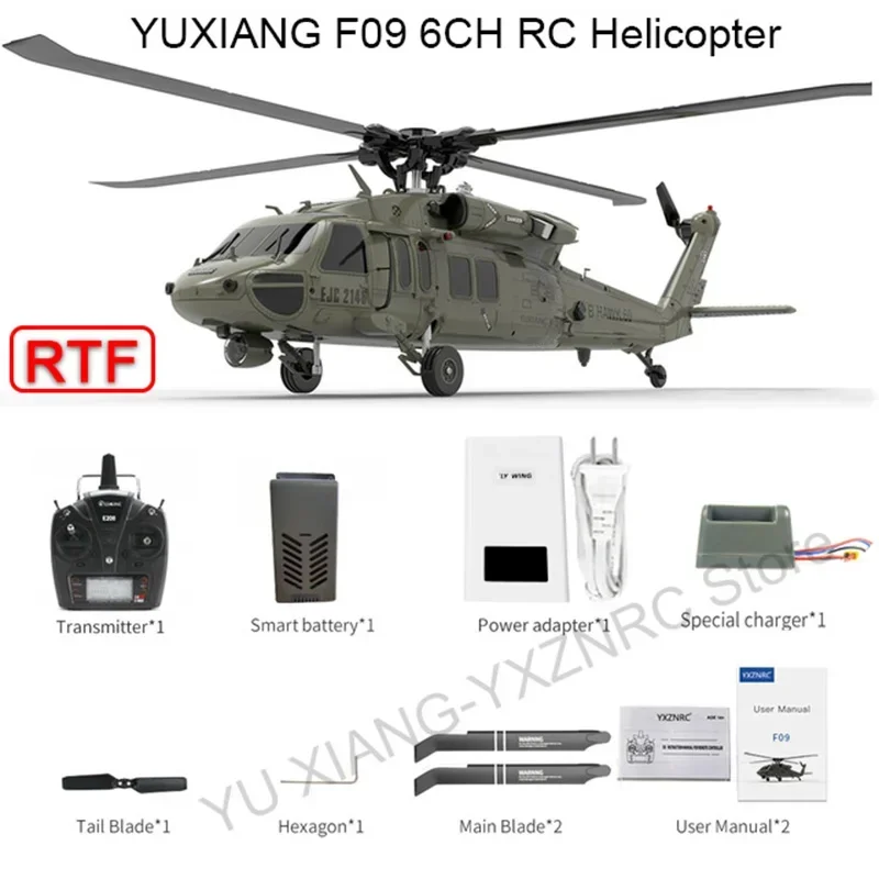 YuXiang YXZNRC F09 V UH60 Black Hawk 2.4G 6CH 3D6G System Dual Brushless Direct Drive Motor 1:47 Scale Flybarless RC Helicopter