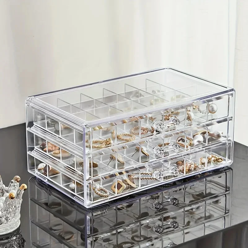 

Elegant 3-Layer Jewelry Box - 72 Grid Large Capacity Storage & Display Stand