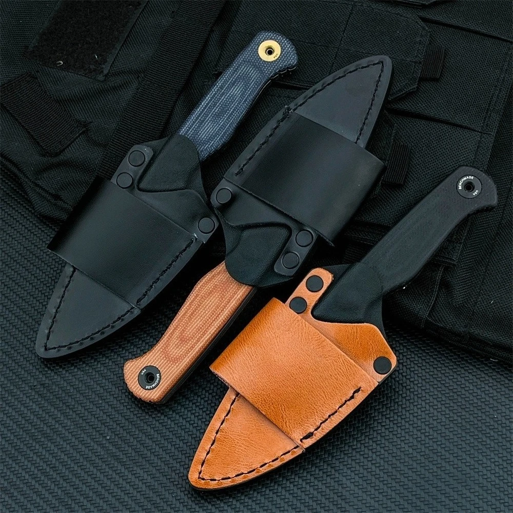 سكين شفرة ثابتة تكتيكية 203BT - شفرة فولاذية D2 مع مقبض من القنب، سكين صيد للتخييم والتنزه في الهواء الطلق EDC