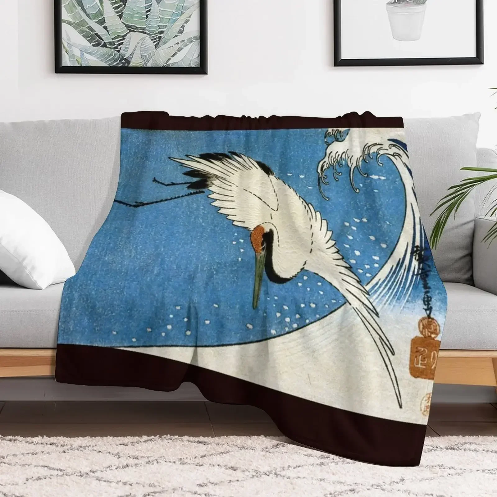 

Favourite Artist - Crane & Wave - Hiroshige Throw Blanket Beach Retros Blankets Luxury Thicken Retros Sofas Blankets