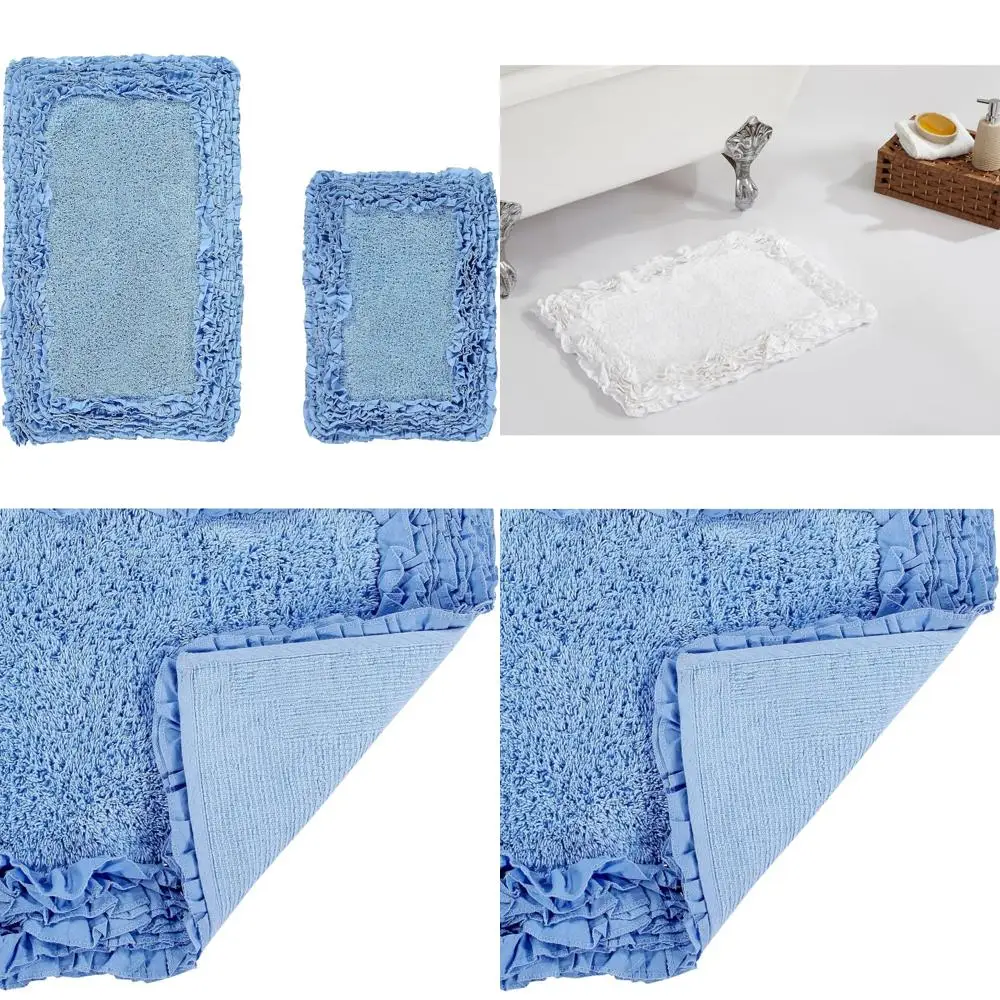 

cotton 2-piece bath mat set with anti-slip latex backing for softness and water absorption