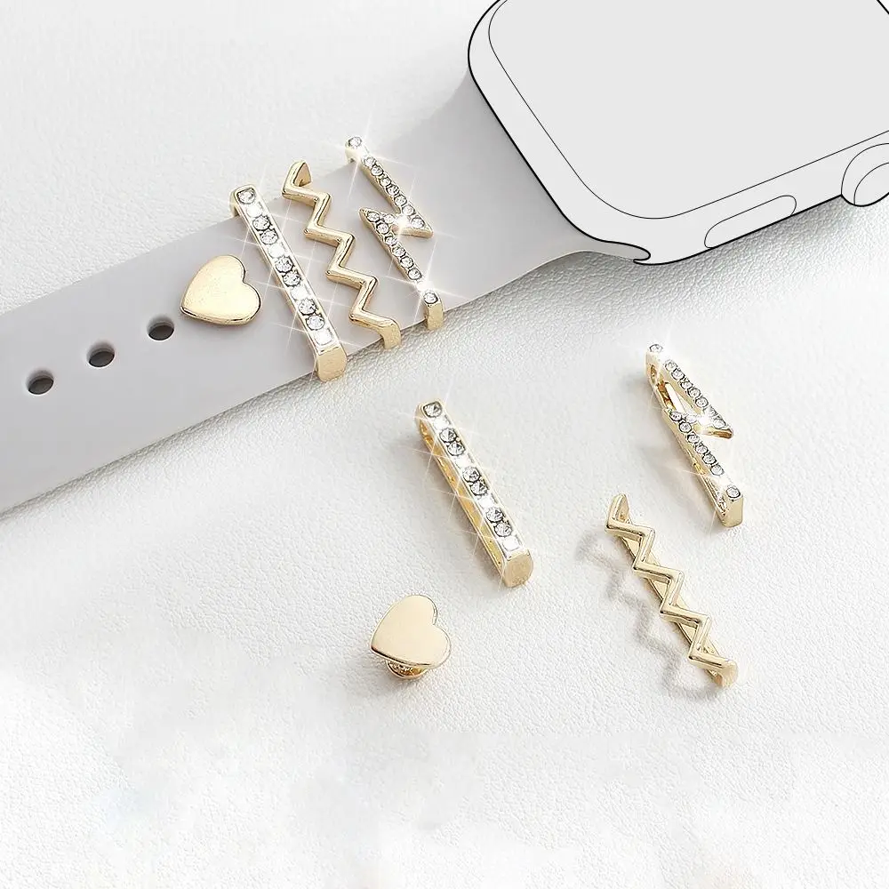 Metal Strap Decorative Ring Diamond Jewelry Bracelet Decoration Fashion Charms Ornament for Apple Watch Band