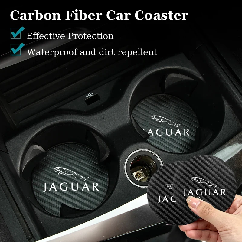 Posavasos para coche, alfombrillas impermeables para tazas de agua, almohadillas con ranuras para Jaguar XKR XEL XFL E-Pace I-Pace S-Type X-Type XE XF XJ F-Type F-Pace, 2 uds.