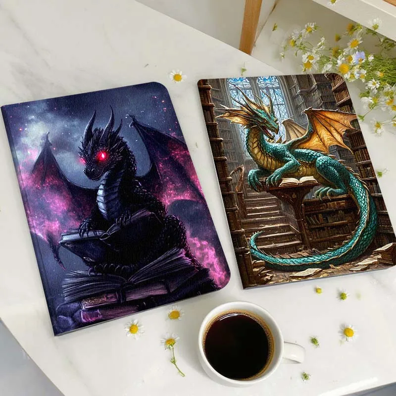 

Cartoon Dragon Library Book Tablet Case For Samsung Galaxy Tab A A7 A8 A9 A11 S6 S11 Lite Plus 10.1 10.4 10.5 Inch 2022 2025