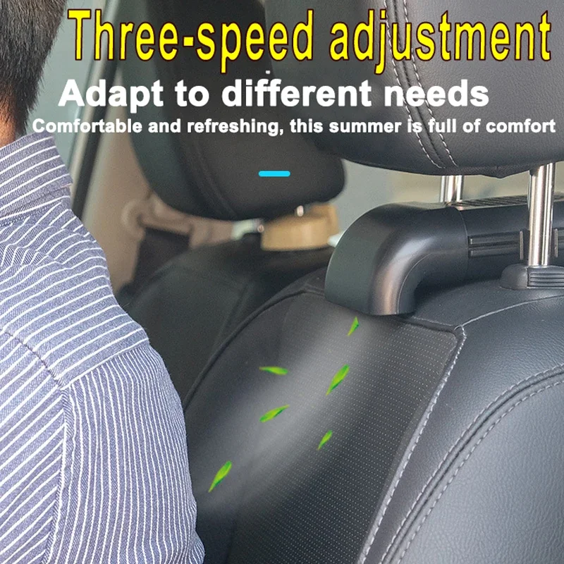 Car Seat Back Mini USB Fan Foldable Silent Fan Three Grade Wind Speed Adjustable Car Cooler Air Cooling Fan Rear Car Accessories