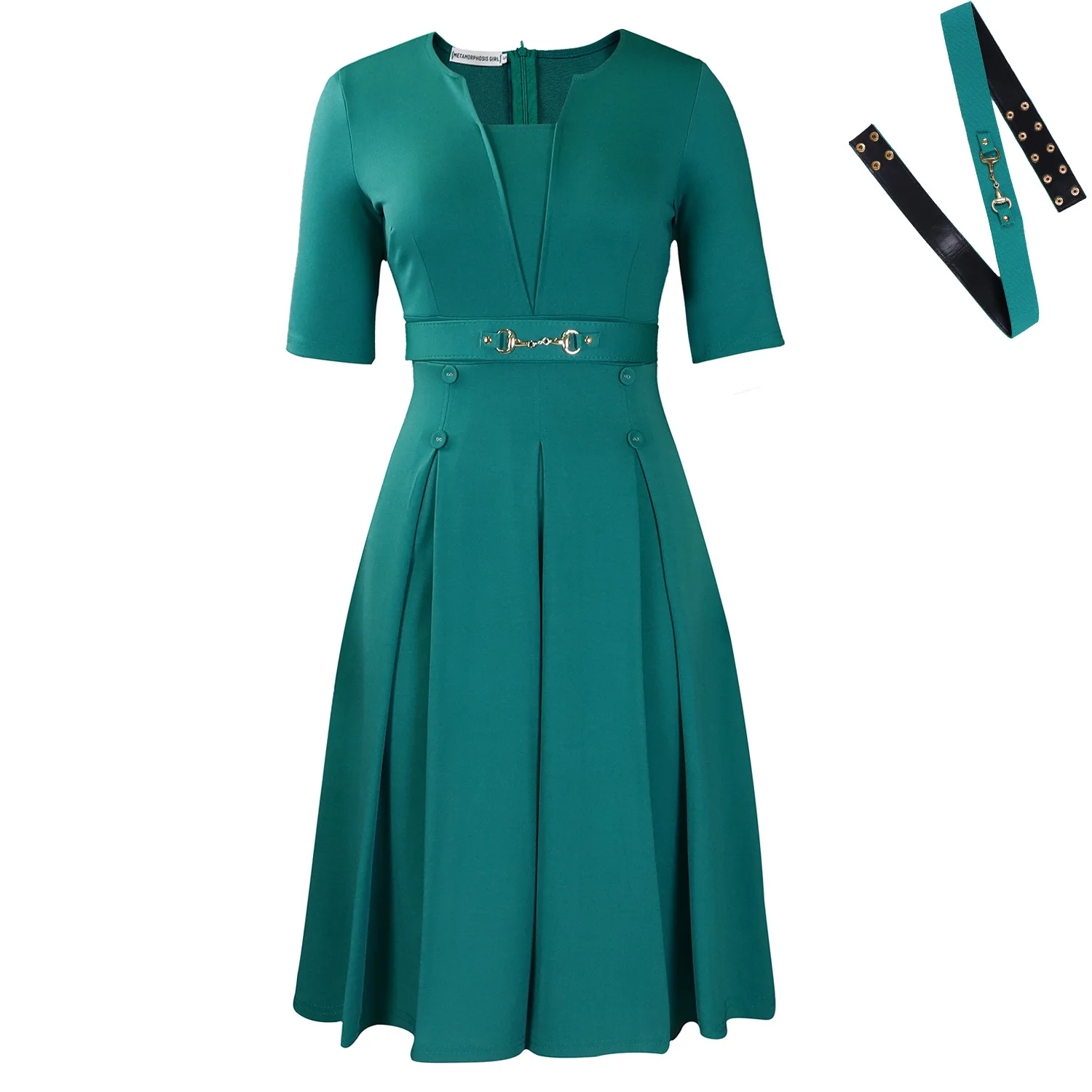 

Customized Khaki Mid Dress with Belt Woman New V Neck A Line Short Sleeve Office Lady Vestidos Summer Female African Dinner Robe