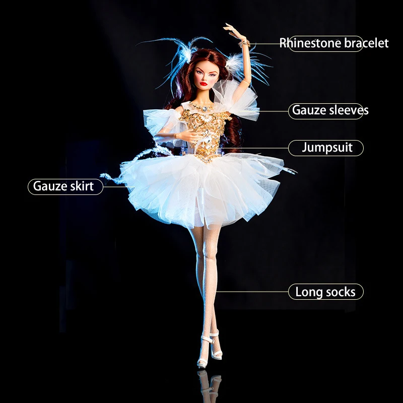 1/6 32cm FR Supermodel Doll Clothes Suit Luxury Haute Couture Fairy White Pink Skirt Series Accessories Set Gifts Princess Dress