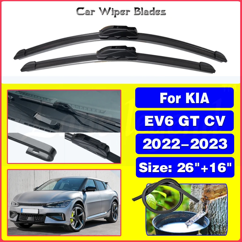 

Car Front Wiper Blades For Kia EV6 GT CV 2022 2023 Windshield Brushes Windscreen Window Auto Accessories U J Hook 26"+16"