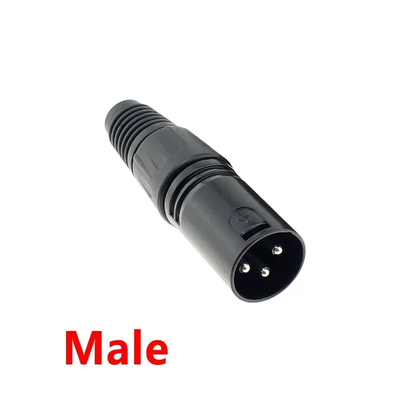 5/20/100PCS XLR DMX  Black 3 Pin Microphone Audio Cables  Connectors Plug Male Female