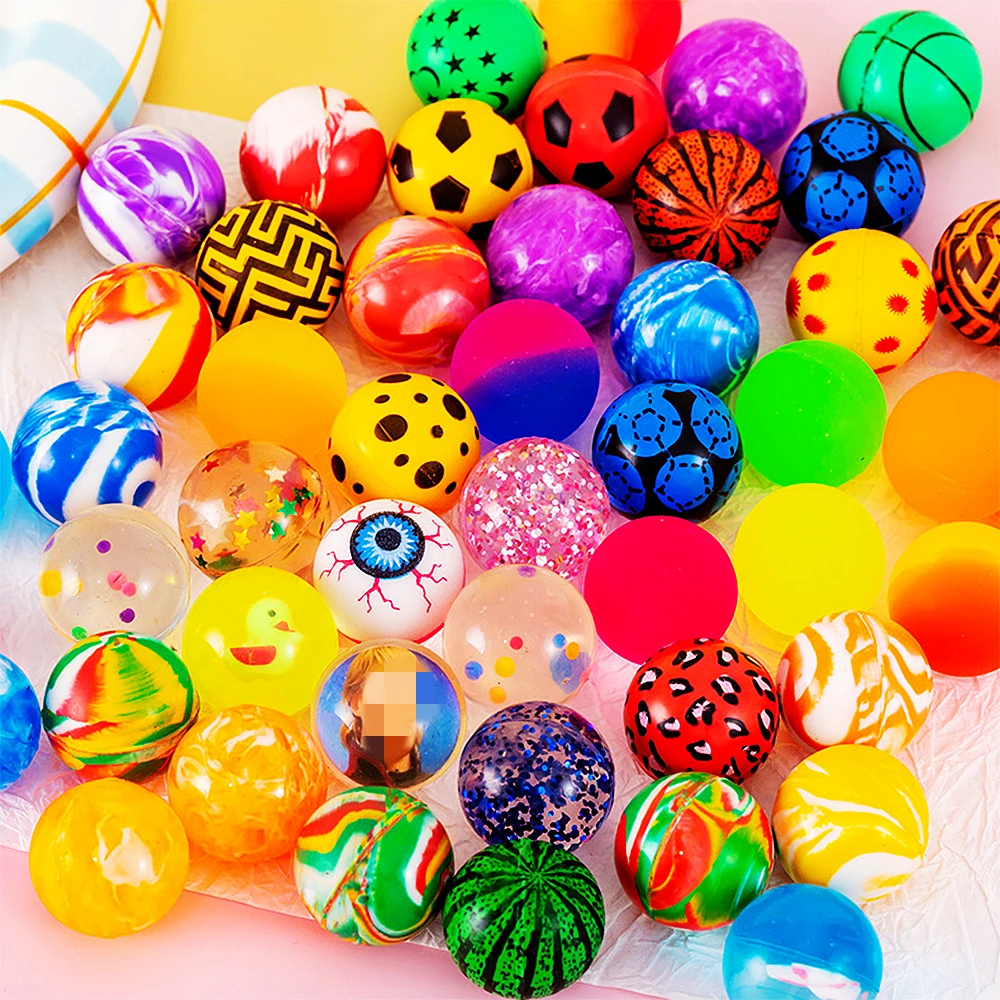 12 Pcs 32mm Fun Soft Bouncy Balls Decompression Toy Boys And Girls Party Favor Giveaway Gifts Piñata Fillers Toy Carnival Prizes