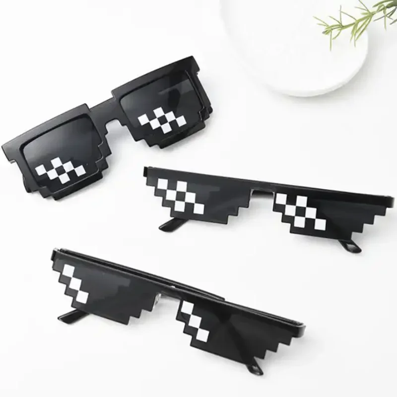 

New Mosaic Glasses Two-Dimensional Sunglasses Game Cartoon Personality Pixel Sunglasses Light and Convenient Visual Clarity