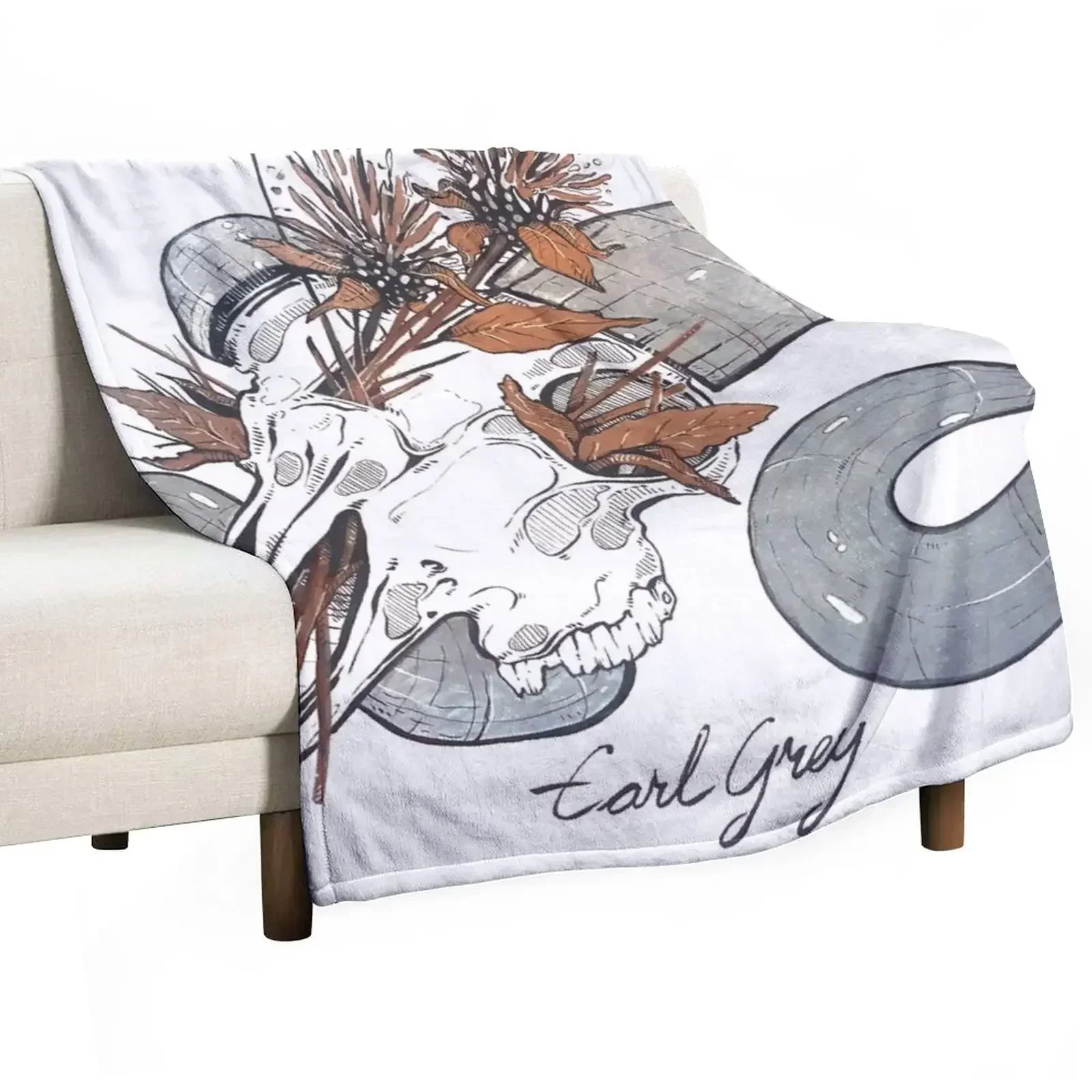 MorbidiTea - Earl Grey with Ram Skull Throw Blanket Thermals For Travel For Decorative Sofa Hairys manga Blankets