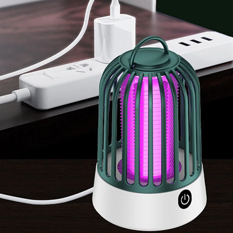 Exterminador de insectos eléctrico recargable de 1200mAh, lámpara de insectos USB no tóxica, silenciosa, área amplia de 360 grados, para Camping, casa, oficina, jardín