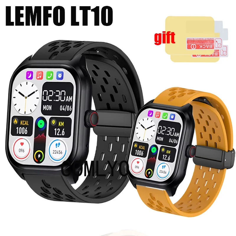 For LEMFO LT10 Smart Watch Strap Wristband Silicone Sports Folding buckle Women Men Band Screen protector Film