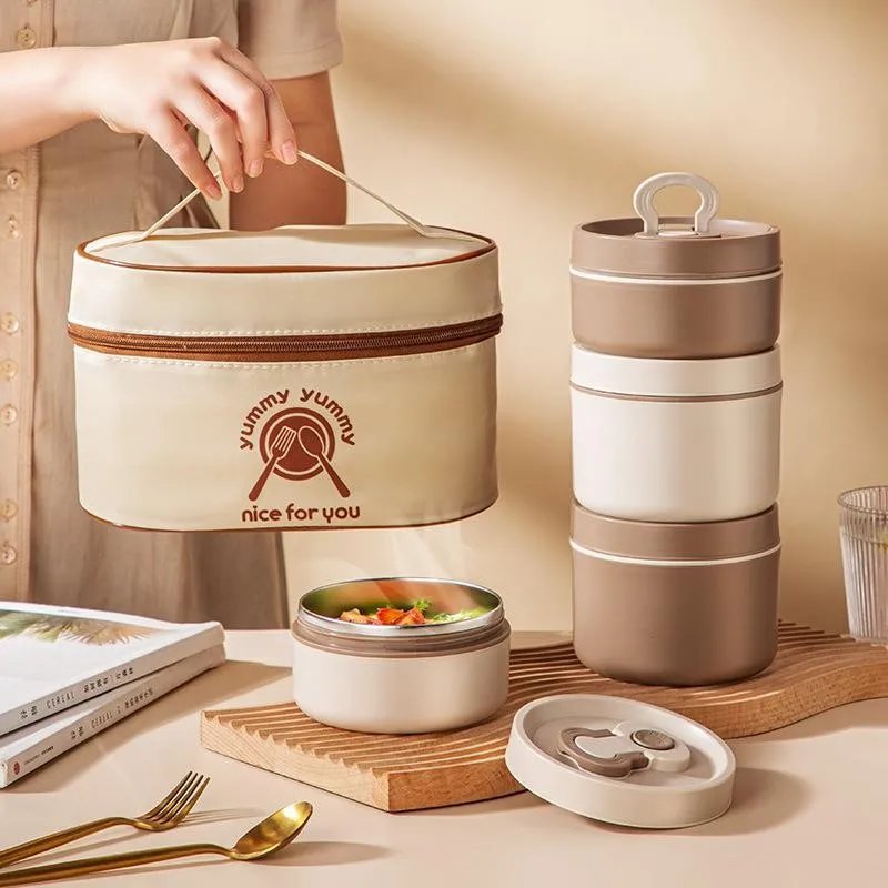 thickened-canvas-handheld-round-bucket-lunch-box-bag-insulated-food-container-for-office-workers-portable-bento-bag