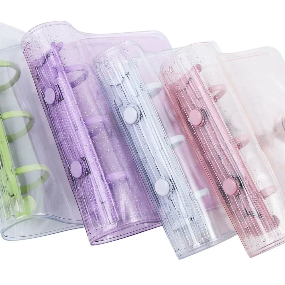 Mini Loose-Leaf Notebook Pages Glitter Transparent 3 Hole Binder Clip Card Organizer Photo album Binder Notebook Cover